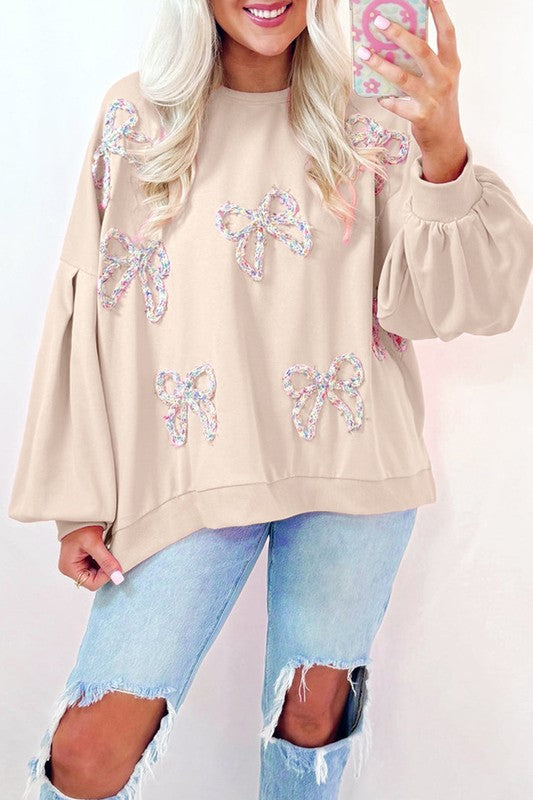 Bow-rific Oversized Pullover Sweatshirt