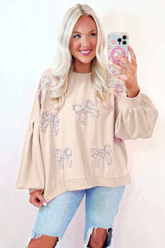 Bow-rific Oversized Pullover Sweatshirt