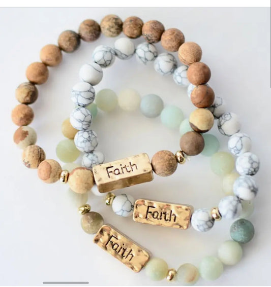 Faith Stone Stretch Bracelet