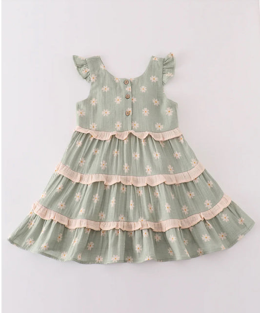 Sage Daisy Toddler Dress