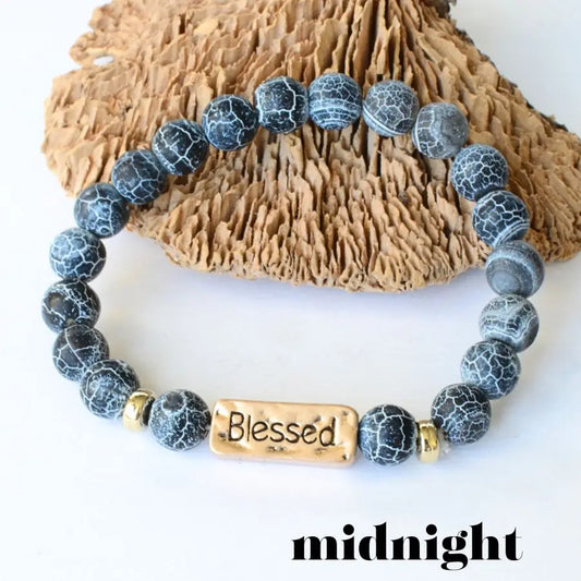 Blessed Stone Stretch Inspirational Religious Bracelet