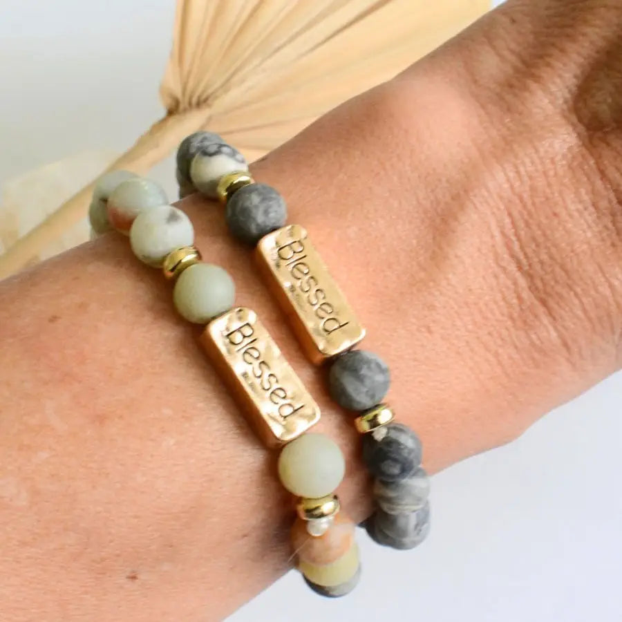 Blessed Stone Stretch Inspirational Religious Bracelet