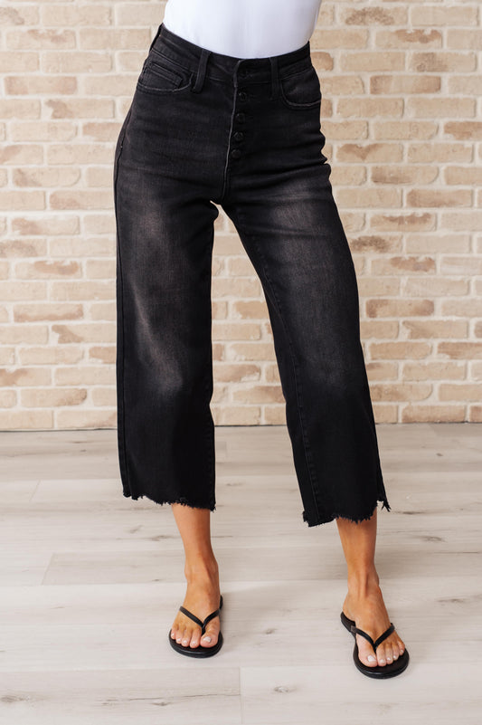 Judy Blue - Ryan High Rise Button Fly Wide Leg Crop Jeans