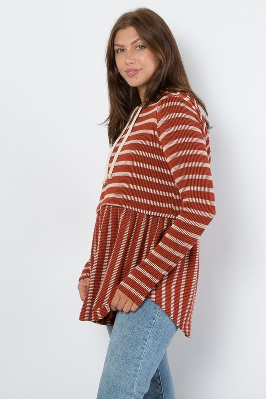 Down Day Striped Babydoll Hoodie