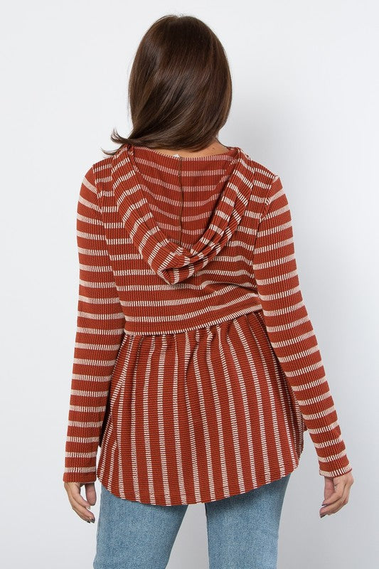 Down Day Striped Babydoll Hoodie