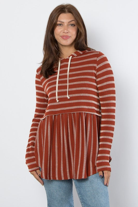 Down Day Striped Babydoll Hoodie